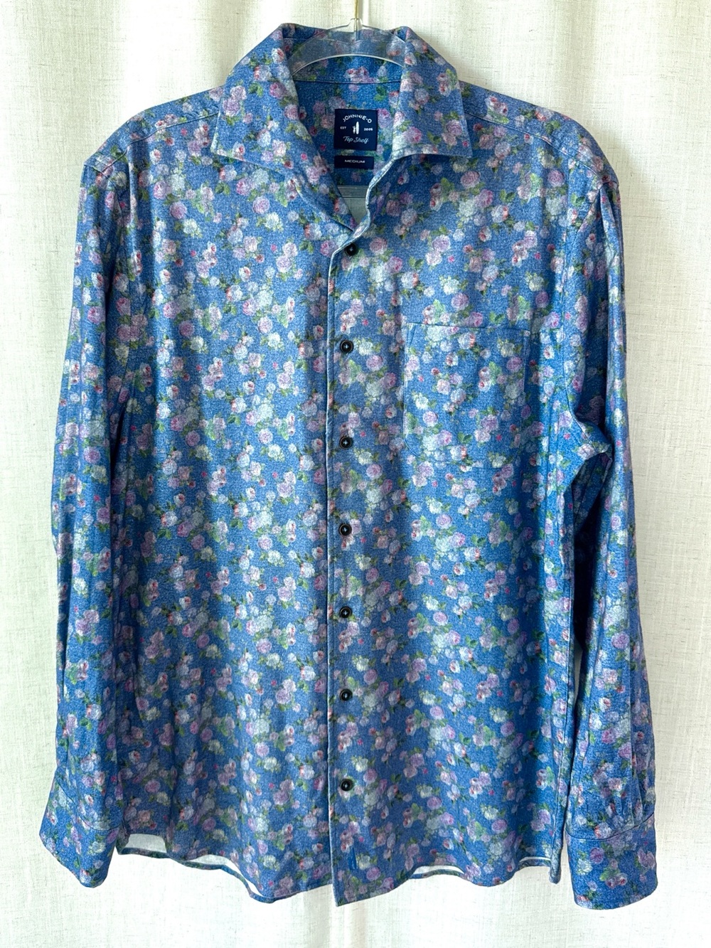 Johnnie-O Top Shelf Rome Floral Button Up Shirt Blue Purple Men's Medium NWOT